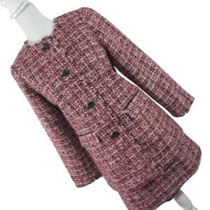 NWOT! TALBOTS! STUNNING RED, ORANGE, BROWN, BLK & CREAM WOOL+ SKIRT SUIT! SZ 4P